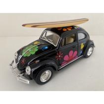 Miniatura Fusca 1967 Prancha Kinsmart 1/32 Metal e Fricção Florido Preto