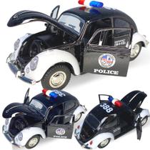 Miniatura Fusca Policia Fusquinha Metal Coleçao Abre Porta