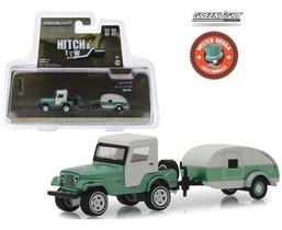 Miniatura greenlight hitch jeep cj-5 com reboque 1972 1/64