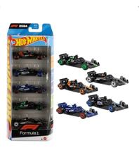 Miniatura Hot Wheels Pack 5 Carrinhos Fórmula 1 164 Mattel JGF58 F1 Original Colecionável