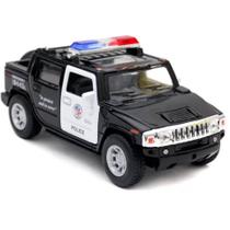 Miniatura Hummer H2 SUT 2005 Kinsmart 1/40 Metal e Fricção Preto Polícia