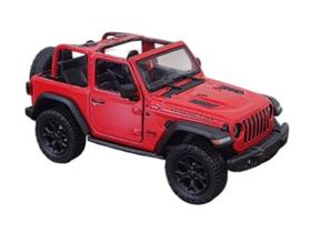 Miniatura Jeep Wrangler 2018 Conversível Kinsmart 1/34 Metal e Fricção Vermelho