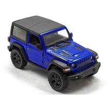 Miniatura Jeep Wrangler 2018 Kinsmart 1/34 Metal e Fricção Azul teto Preto