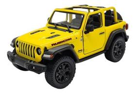 Miniatura Jeep Wrangler Rubicon Teto Aberto Amarelo 1:34 - Kinsmart
