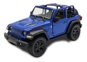 Miniatura Jeep Wrangler Rubicon Teto Aberto Azul 1:34 - Kinsmart