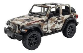 Miniatura Jeep Wrangler Rubicon Teto Aberto Camuflado 1:34 - Kinsmart