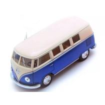 Miniatura Kombi 1962 Kinsmart 1/32 Metal e Fricção Bege/Azul