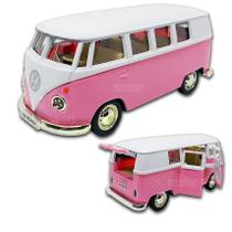 Miniatura Kombi de ferro Rosa Abertura de portas Fricção