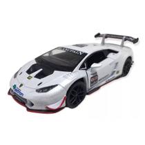 Miniatura Lambor Huracán LP620-2 Super Trofeo Kinsmart 1/36 Metal e Fricção Branco