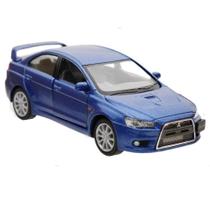 Miniatura Lancer Evolution X 2008 Kinsmart 1/36 Metal e Fricção Azul.