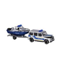 Miniatura majorette 1:64 mercedes-amg g63 + with boat police trailer bk100521 Miniatura majorette 1:64 mercedes-amg g63 + with boat police trailer bk100521