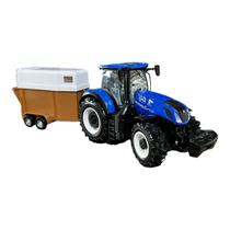 Miniatura Máquina Trator New Holland T7.315 + Reboque 1:32