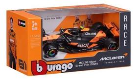 Miniatura Mclaren Norris F1 2024 Gp Miami 1:43 Bburago 4 Cor Mclaren Norris Miami 2024( preto e laranja)