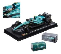 Miniatura Metal 1/43 C/ Piloto Caixa Acrilica Formula 1 Aston Martin AMR23 Fernando Alonso 14 Burago