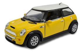 Miniatura Mini Cooper S Amarelo Metal 1:28 Miniatura Mini Cooper S Amarelo Metal 1:28