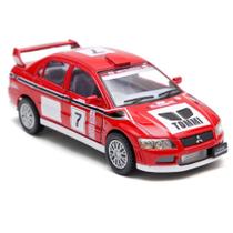 Miniatura Mitsubishi Lancer Evolution Street Fighter Kinsmart 1/36 Metal e Fricção Vermelho