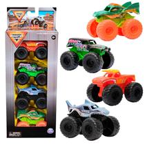 Miniatura Monster Jam Caminhão Monstro Oficial Kit 4 Carrinhos Escala 1:72 Para Colecionar