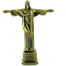 Miniatura Monumento Cristo Redentor Decoração 18 Cm De Metal