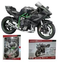 Miniatura Moto Kawasaki Ninja H2R - Preta / Verde - Kit P/ Montar - 1:12 - Maisto