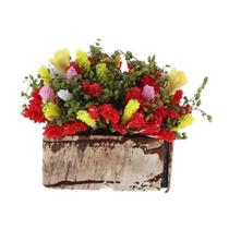 Miniatura Multicolorida De Bonsai Com Vaso De Madeira Para Decoração De Casa De Bonecas 1/12