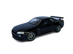Miniatura Nissan GTR R34 Skyline Preto Metal 1:24