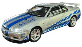Miniatura Nissan Skyline R34 Luz e Som Alloy Model 1/24 Cor:Prata