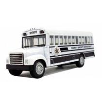 Miniatura Ônibus County Sheriff Departament Kinsfun 1/34 Metal e Fricção Branco