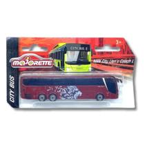 Miniatura Ônibus Man City LionS Coach L Na Escala 1/100 Vermelho Majorette