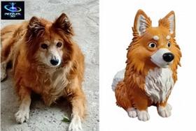 Miniatura Pet Personalizada Escultura 3D Realista de Cão ou Gato Presente Personalizado Pintado à Mão