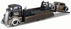 Miniatura Picape Reboque C/ Carro 1/64 Desing Elite Transport Coe Flatbad / 1929 Ford Model-A Maisto 15055