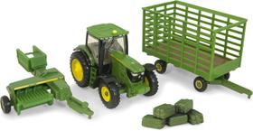 Miniatura Play Set John Deere Trator 6210R Enfardadeira 1/64
