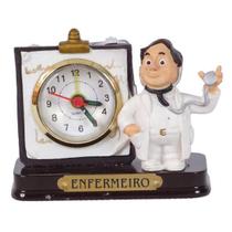 Miniatura Profissional Enfermeiro De Resina Com Relógio 8 Cm - Meerchi