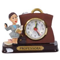 Miniatura Profissional Professora De Resina Com Relógio 8Cm