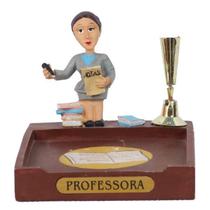Miniatura Profissional Professora Resina Porta Caneta/Papel