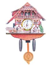 Miniatura relogio cuco quartzo chale lenhadores mdf
