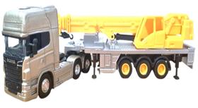 miniatura Scania R 730 6x4 carreta guindaste 3 eixos miniatura Scania R 730 6x4 carreta guindaste 3 eixos