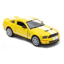 Miniatura Shelby 2007 GT 500 Faixa Kinsmart 1/38 Metal e Fricção Amarelo