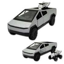 Miniatura Tesla Cybertruck Com Quadriciclo em Metal 12 CM Miniatura Tesla Cybertruck Com Quadriciclo em Metal 12 CM