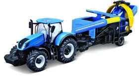 Miniatura Trator Agrícola New Holland T7.315 c/ Cultivador - Farmland - Burago Miniatura Trator Agrícola New Holland T7.315 c/ Cultivador - Farmland - Burago