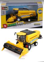 Miniatura Trator Agrícola New Holland TC5.90 c/ Colheitadeira de Grãos - Farm Land - Burago