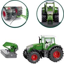 Miniatura Trator Fendt 942 Vario Com Cortador Frontal Siku 1/50 Metal Verde