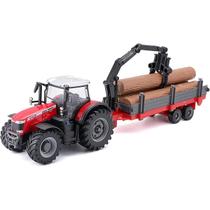 Miniatura Trator Massey Ferguson 8740S C/ Madeira Bburago 31659 Miniatura Trator Massey Ferguson 8740S C/ Madeira Bburago 31659