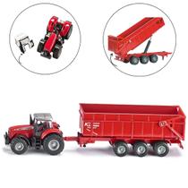 Miniatura Trator Massey Ferguson com Reboque Basculante 187 Metal Escala HO Agrícola Miniatura Trator Massey Ferguson com Reboque Basculante 187 Metal Escala HO Agrícola