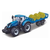 Miniatura Trator New Holland T7.315 C/ Reboque Feno - Maisto