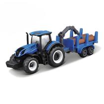 Miniatura Trator New Holland T7.315 C/ Reboque Toras - Maisto