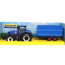 Miniatura Trator New Holland T7315 Com Carreta 1/32 Bburago 44067 Miniatura Trator New Holland T7315 Com Carreta 1/32 Bburago 44067