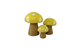 Miniatura Trio Cogumelo Amarelo Enfeite Decoracao Ceramica