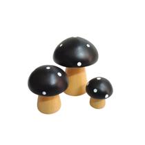 Miniatura Trio Cogumelo Preto Decoracao Halloween Ceramica