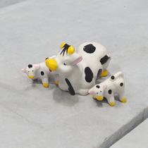 Miniatura Trio Familia Vaca Vaquinha Enfeite Decoracao Ceramica