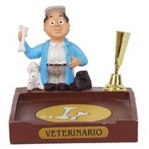 Miniatura Veterinário De Resina Com Porta Caneta E Papel 8Cm